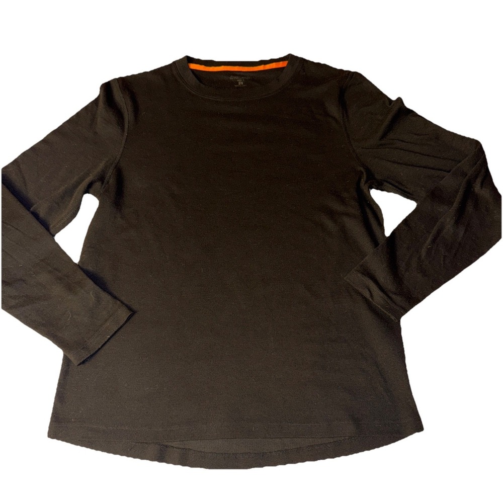 Omniwool Mens Long Sleeve Layering Base Layer Shirt Black Size L Outdoor Hiking
